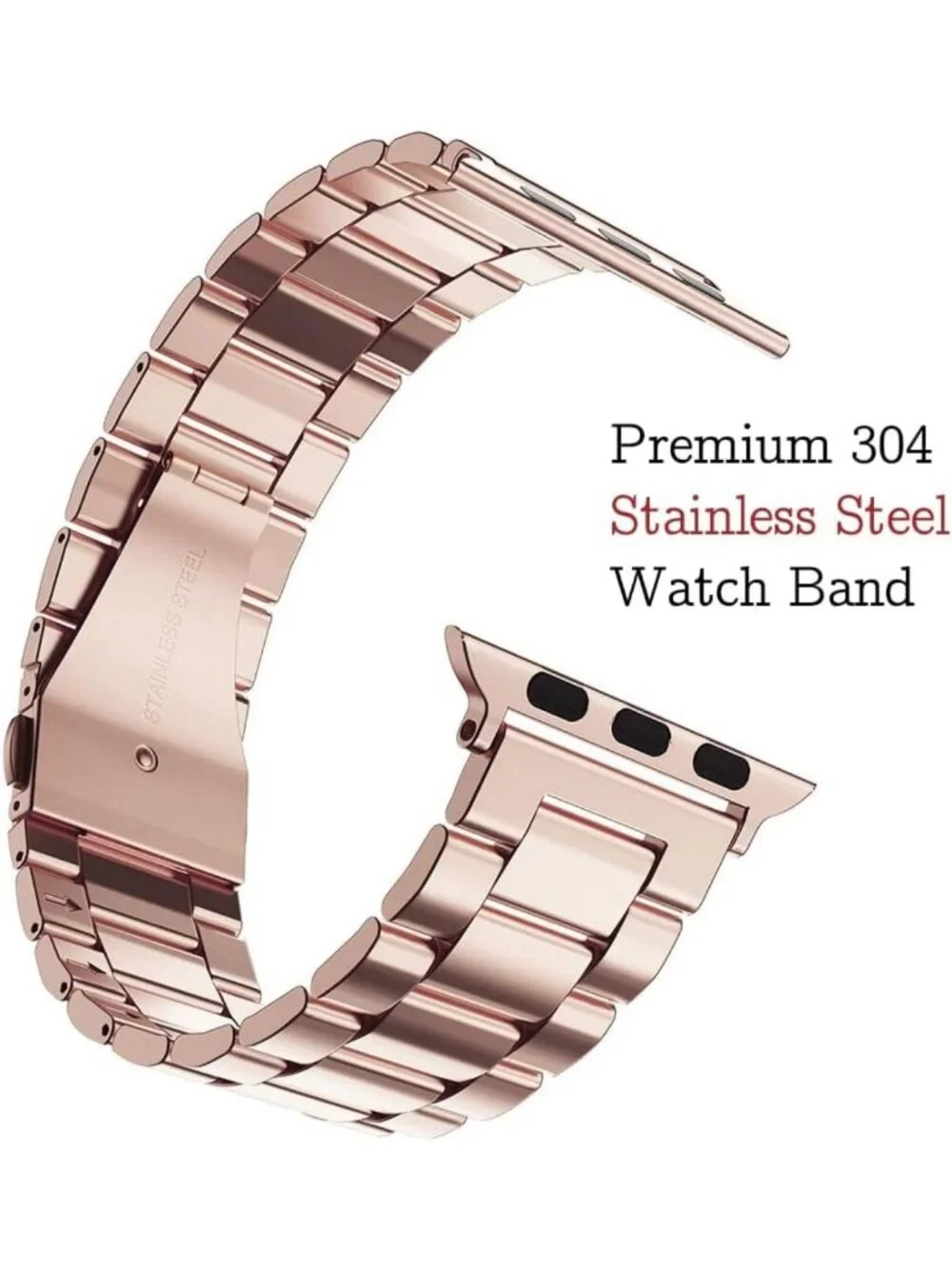 Stylish Stainless Steel Link Bracelet Band for Apple Watch Ultra 49mm, Rose Gold
